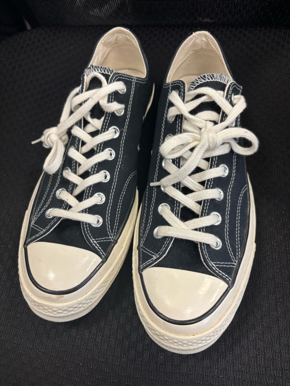 CONVERSE Men’s Classic Black Canvas Low-Top Sneakers with White Trim